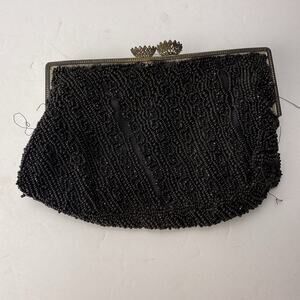 Vintage Black Beaded Evening Bag